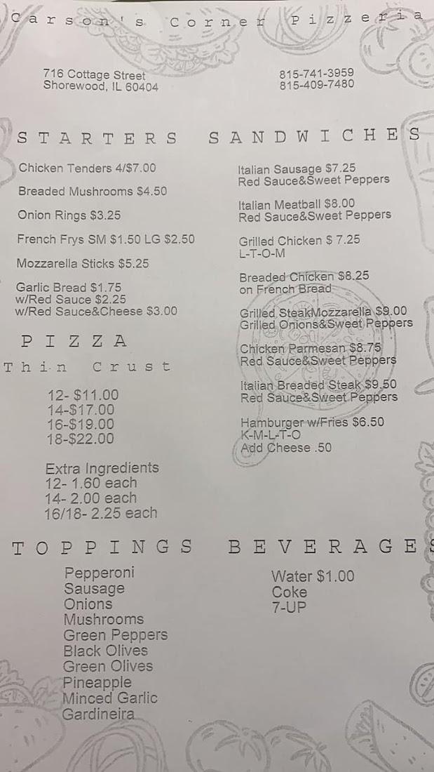 Carsons Corner Pizzeria and more