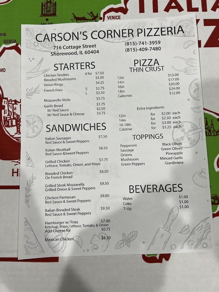Carsons Corner Pizzeria and more Menu image 2